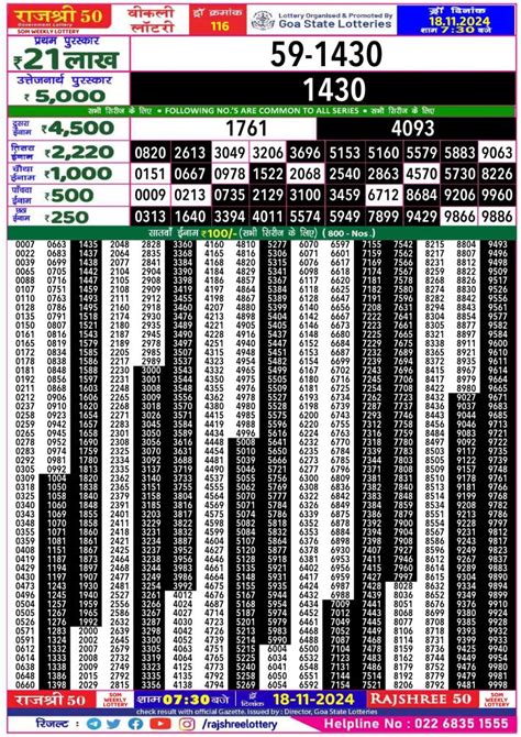 RAJSHREE 50 SOM WEEKLY LOTTERY Dated 24 JUNE 2024, .